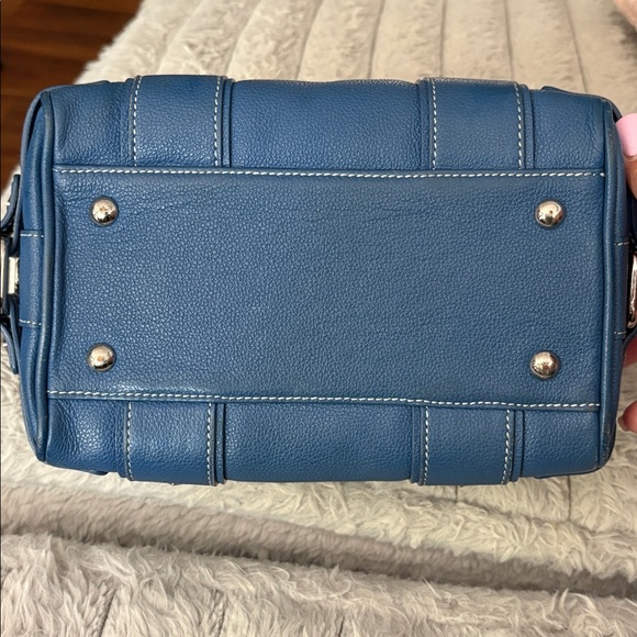 MCM Teal Leather Satchel with Silver Details - Picture 5 of 14